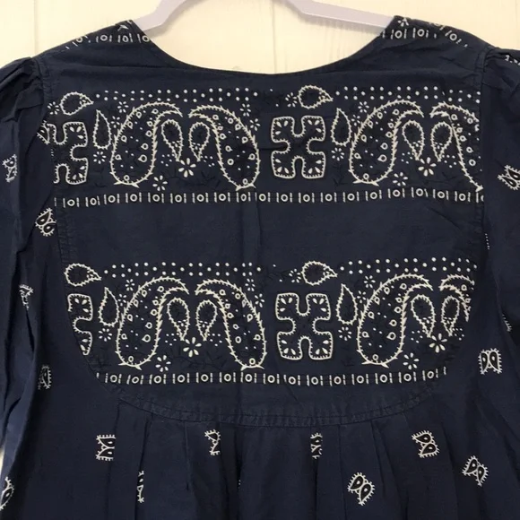 Vintage Styled by Saybury Navy Blue Paisley Mumu Dress Cotton Size Medium - Picture 6 of 11